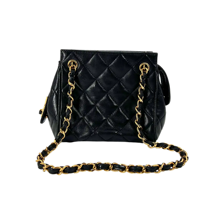 Chanel Mini Vintage Handtasche schwarz Leder / sehr gut Chanel