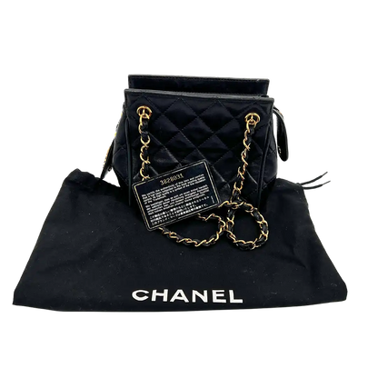 Chanel Mini Vintage Handtasche schwarz Leder / sehr gut Chanel