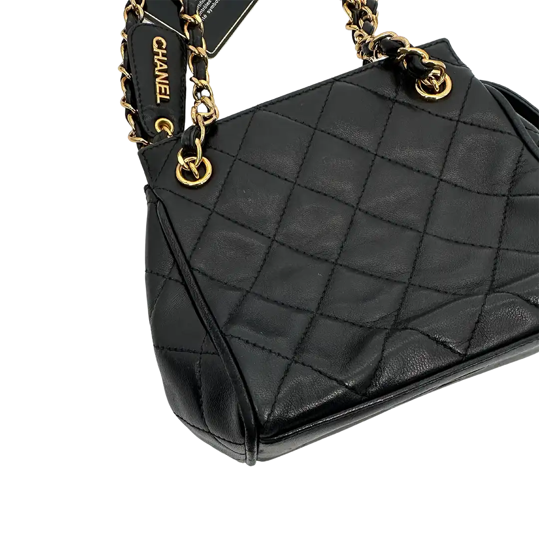 Chanel Mini Vintage Handtasche schwarz Leder / sehr gut Chanel