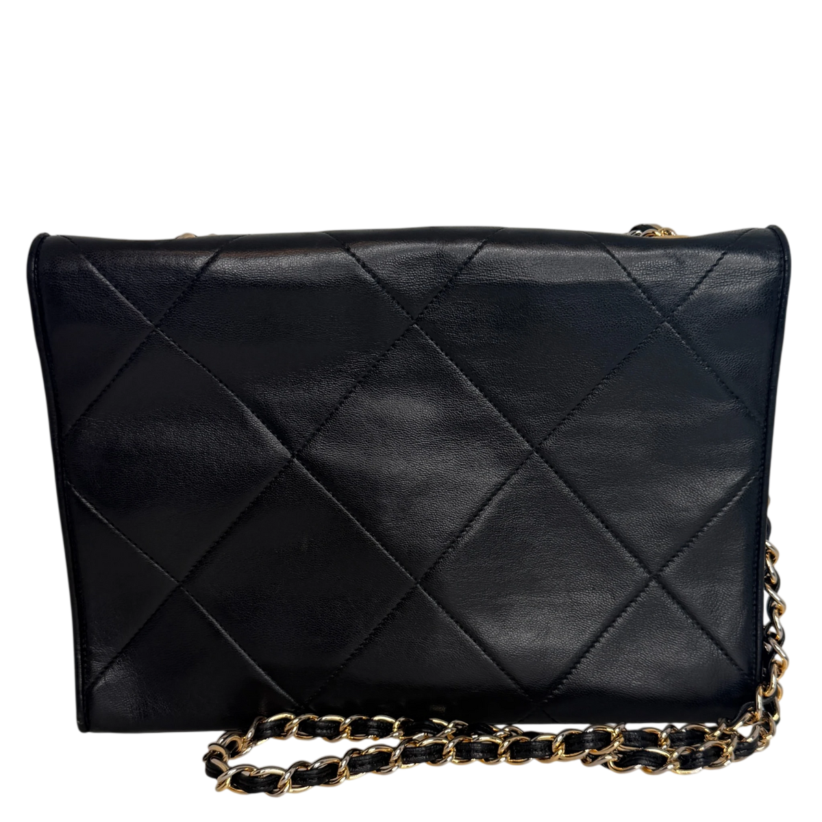 Chanel Vintage Flap Bag Lammleder Schwarz Gold CC Logo 1989-1991 Chanel
