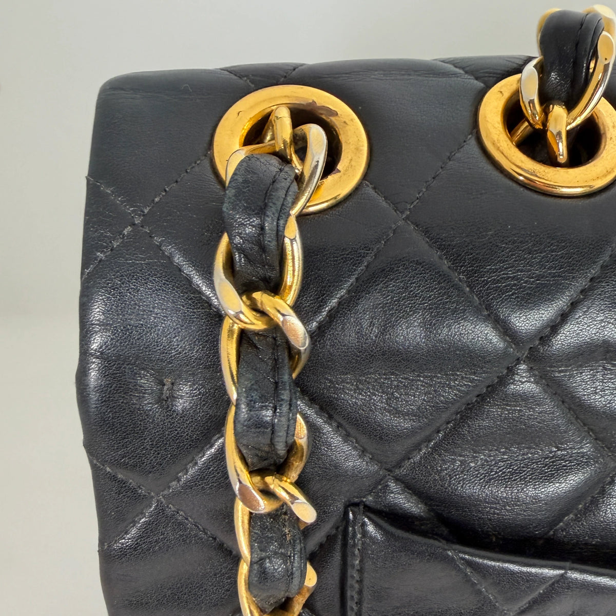 Chanel Vintage Jumbo XL Single Flap Bag Lambskin Black Gold