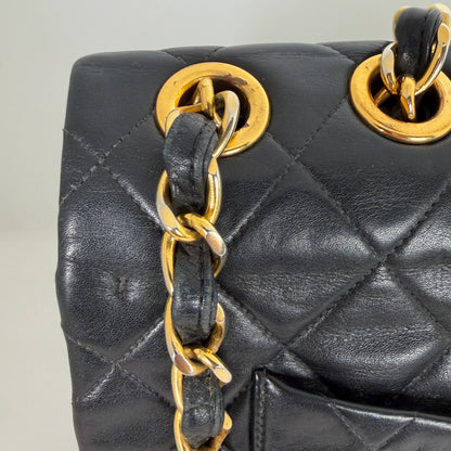Chanel Vintage Jumbo XL Single Flap Bag Lambskin Black Gold