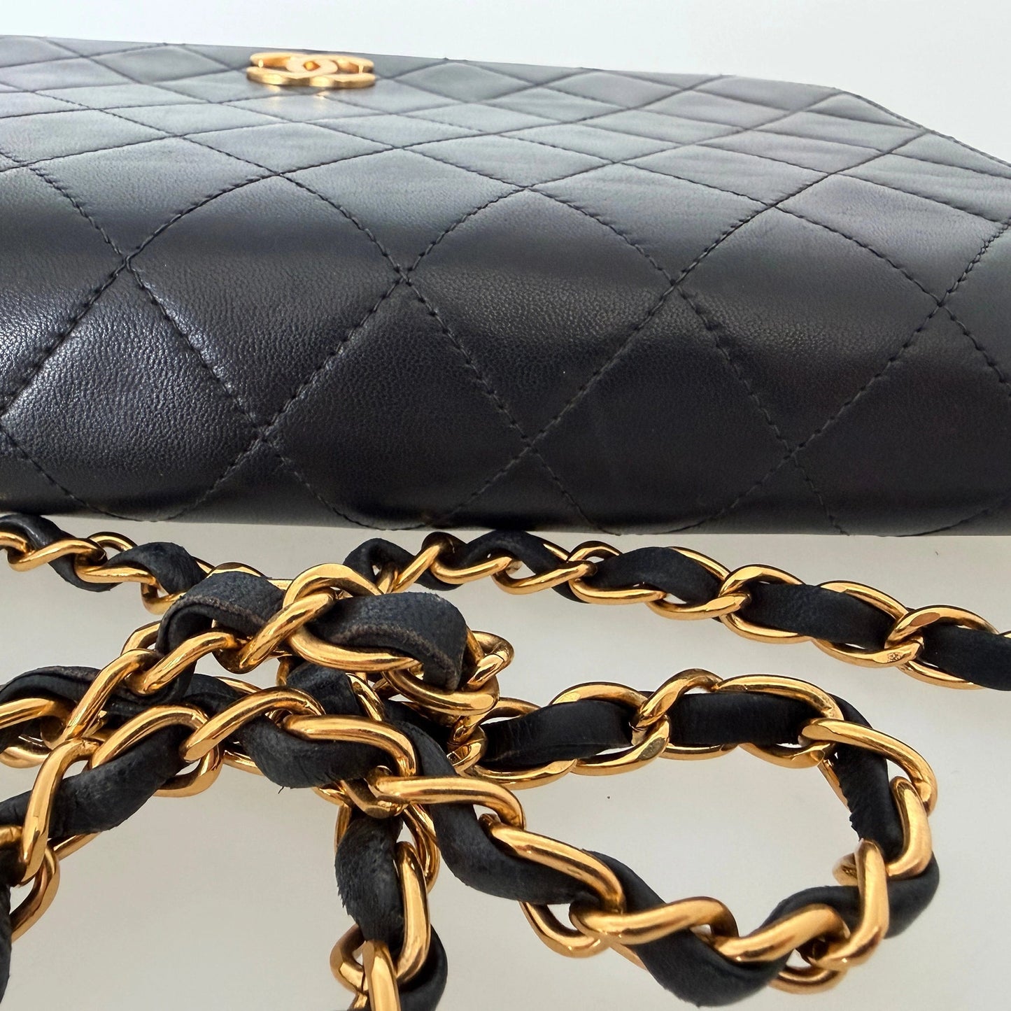 Chanel Timeless Wallet on Chain WOC Lammleder  Vintage Schwarz / sehr gut Chanel