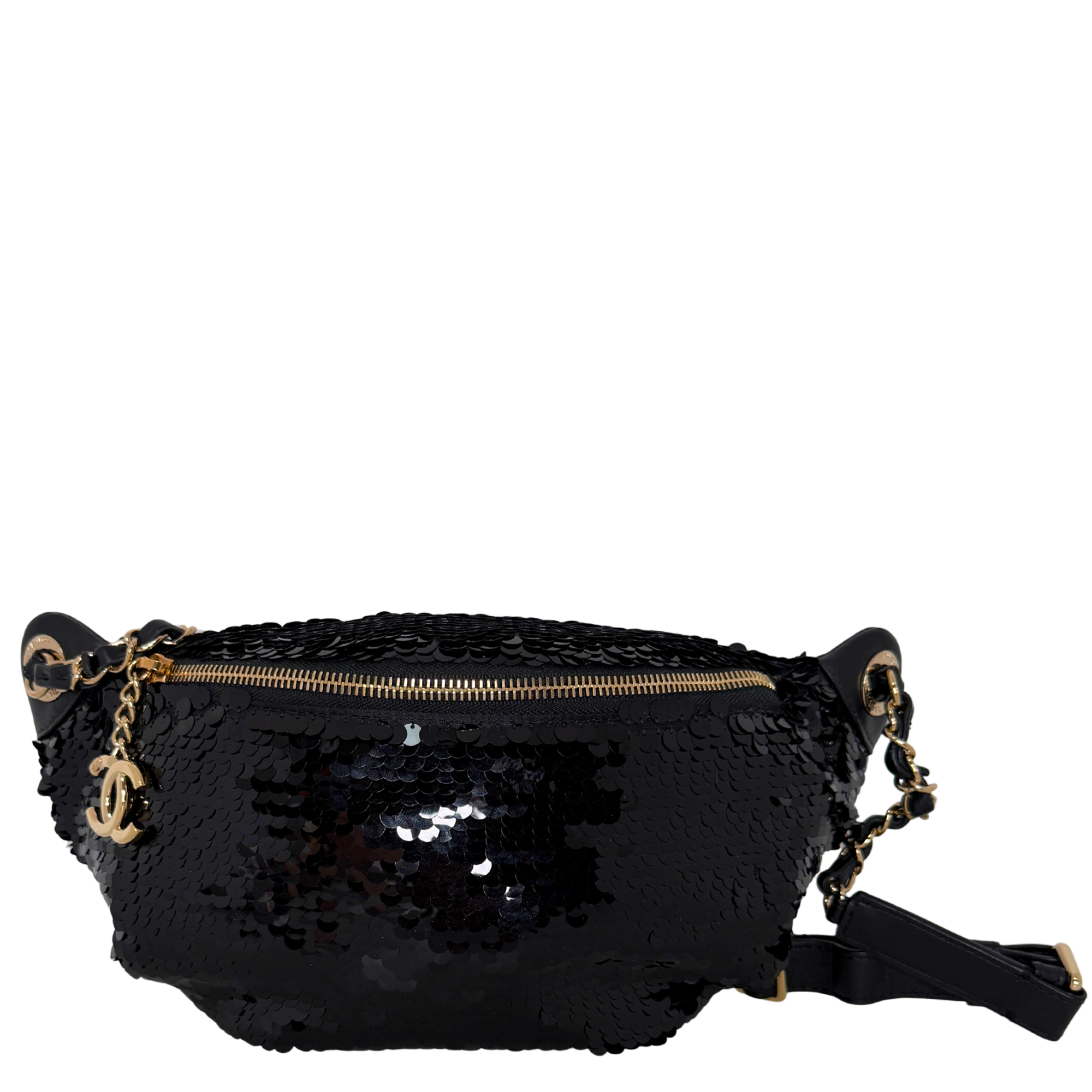 Chanel CC Waistbag Pailetten schwarz Fullset / sehr gut Chanel