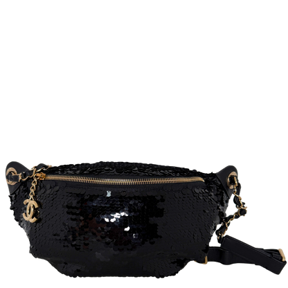 Chanel CC Waistbag Pailetten schwarz Fullset / sehr gut Chanel