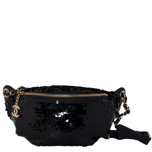 Chanel CC Waistbag Pailetten schwarz Fullset / sehr gut Chanel
