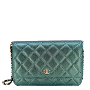 Chanel Classic Wallet on Chain WOC Iridescent Caviar Grün Gold
