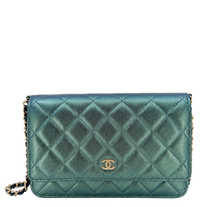 Chanel Classic Wallet on Chain WOC Iridescent Caviar Grün Gold Chanel