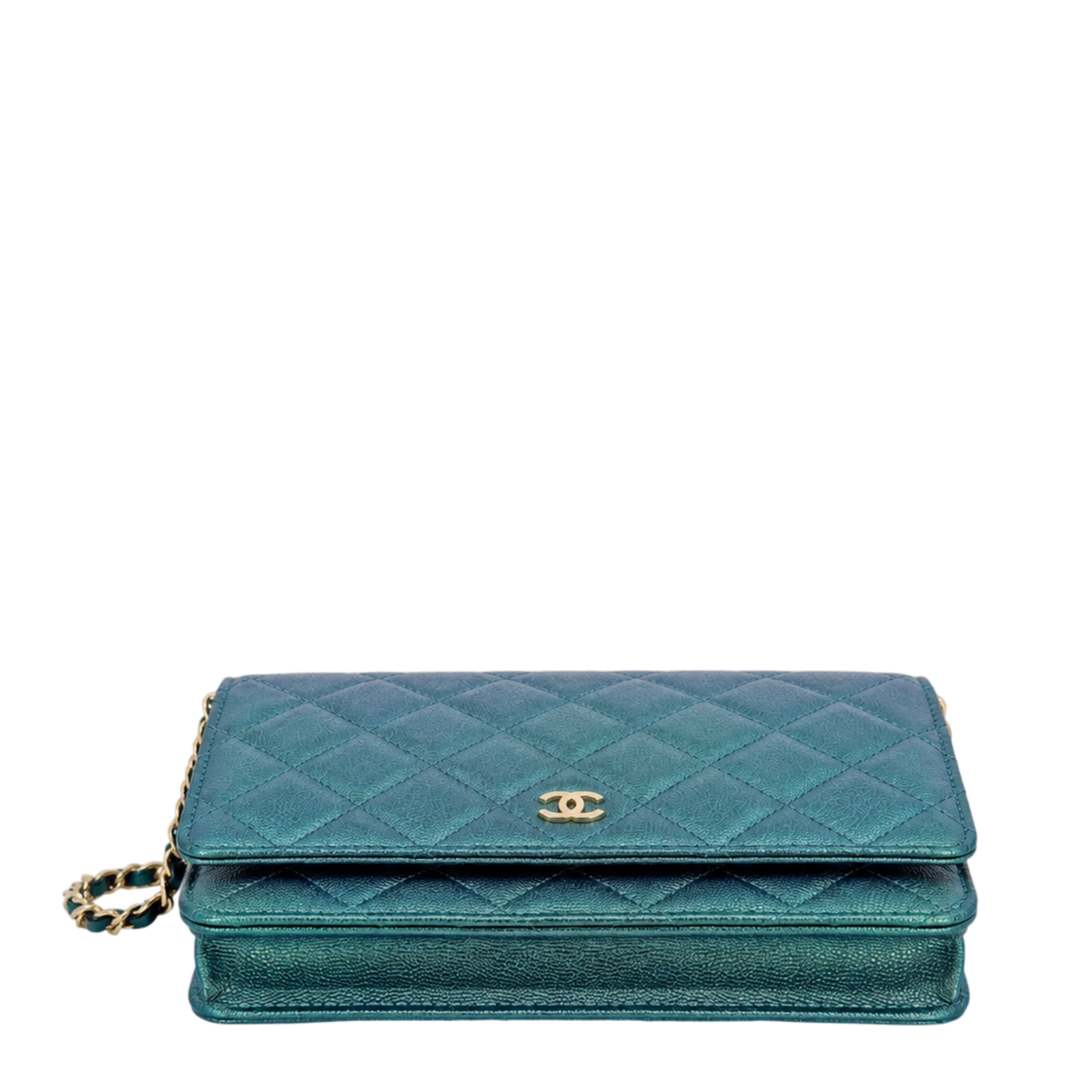 Chanel Classic Wallet on Chain WOC Iridescent Caviar Grün Gold Chanel