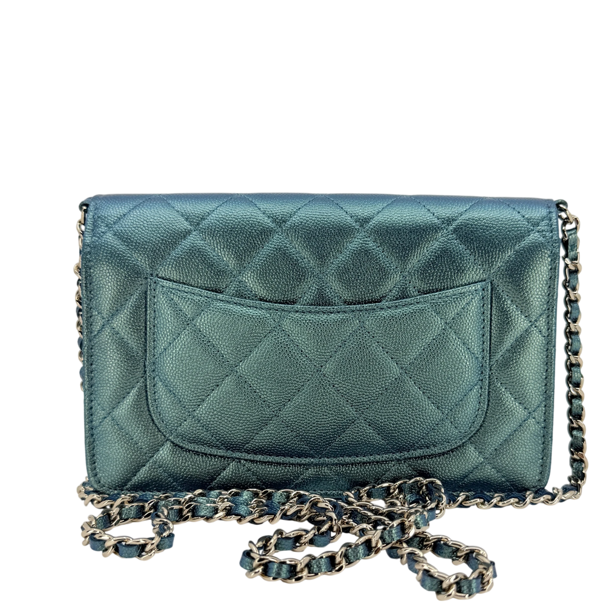 Chanel Classic Wallet on Chain WOC Iridescent Caviar Grün Gold Chanel