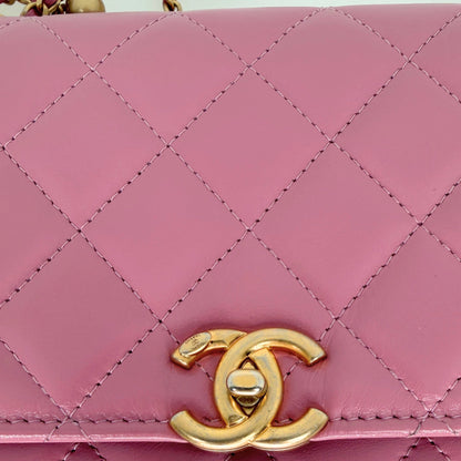 Chanel Wallet on Chain Pink glänzenes Kalbsleder Fullset / Sehr gut Chanel