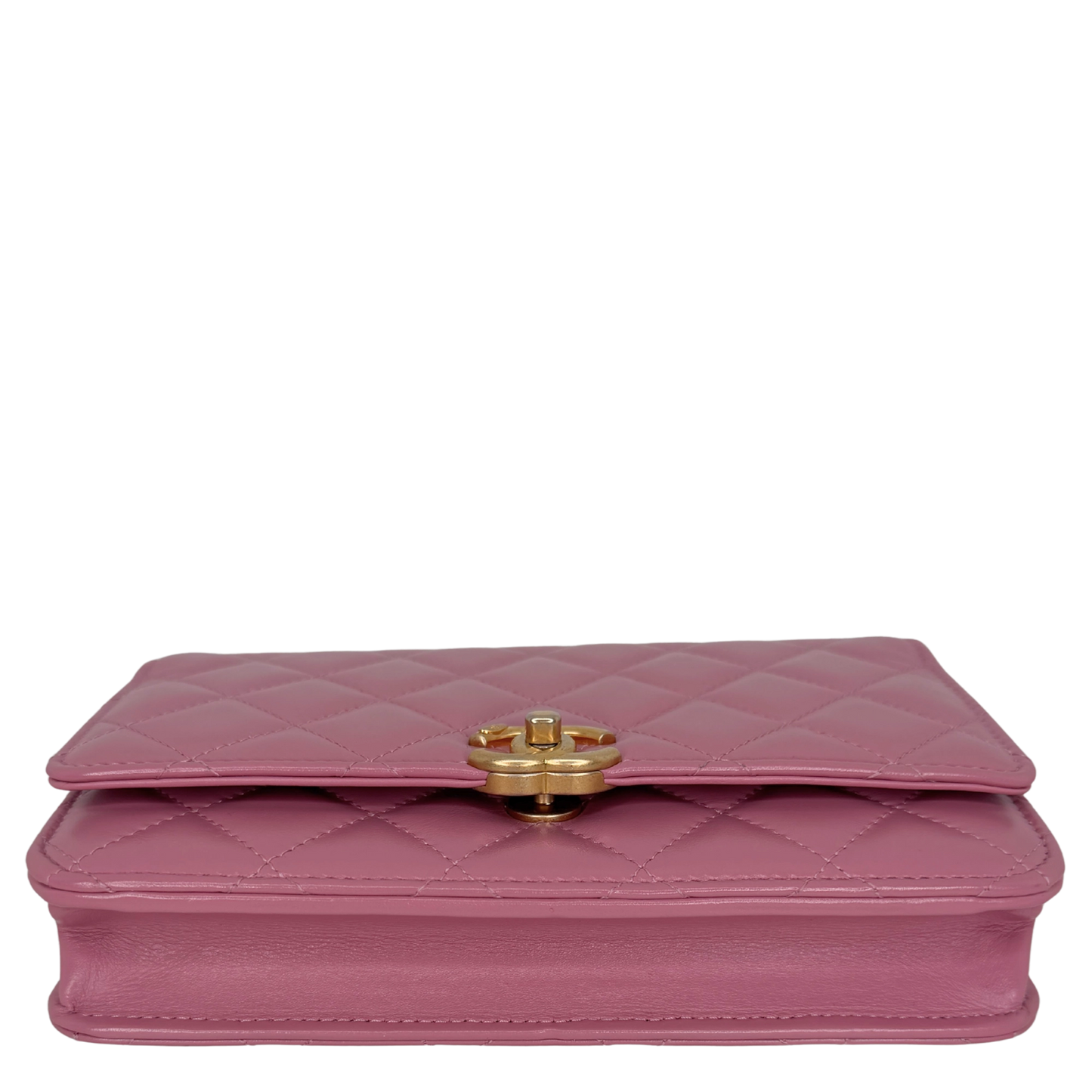Chanel Wallet on Chain Pink glänzenes Kalbsleder Fullset / Sehr gut Chanel