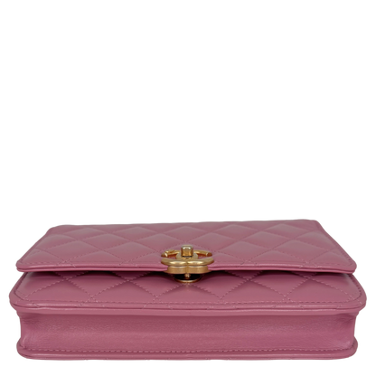 Chanel Wallet on Chain Pink glänzenes Kalbsleder Fullset / Sehr gut Chanel
