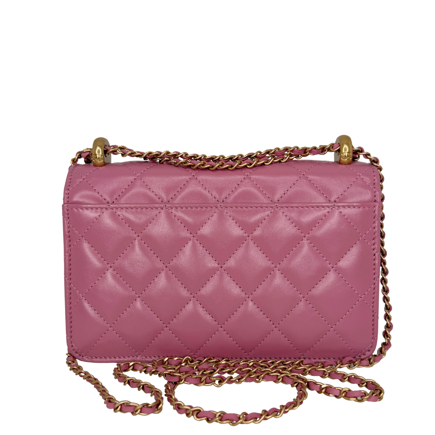 Chanel Wallet on Chain Pink glänzenes Kalbsleder Fullset / Sehr gut Chanel