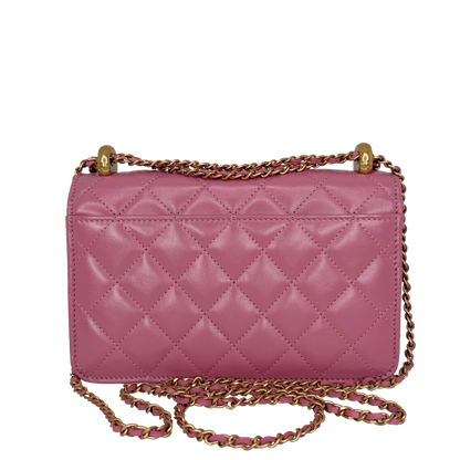 Chanel Wallet on Chain Pink glänzenes Kalbsleder Fullset / Sehr gut Chanel
