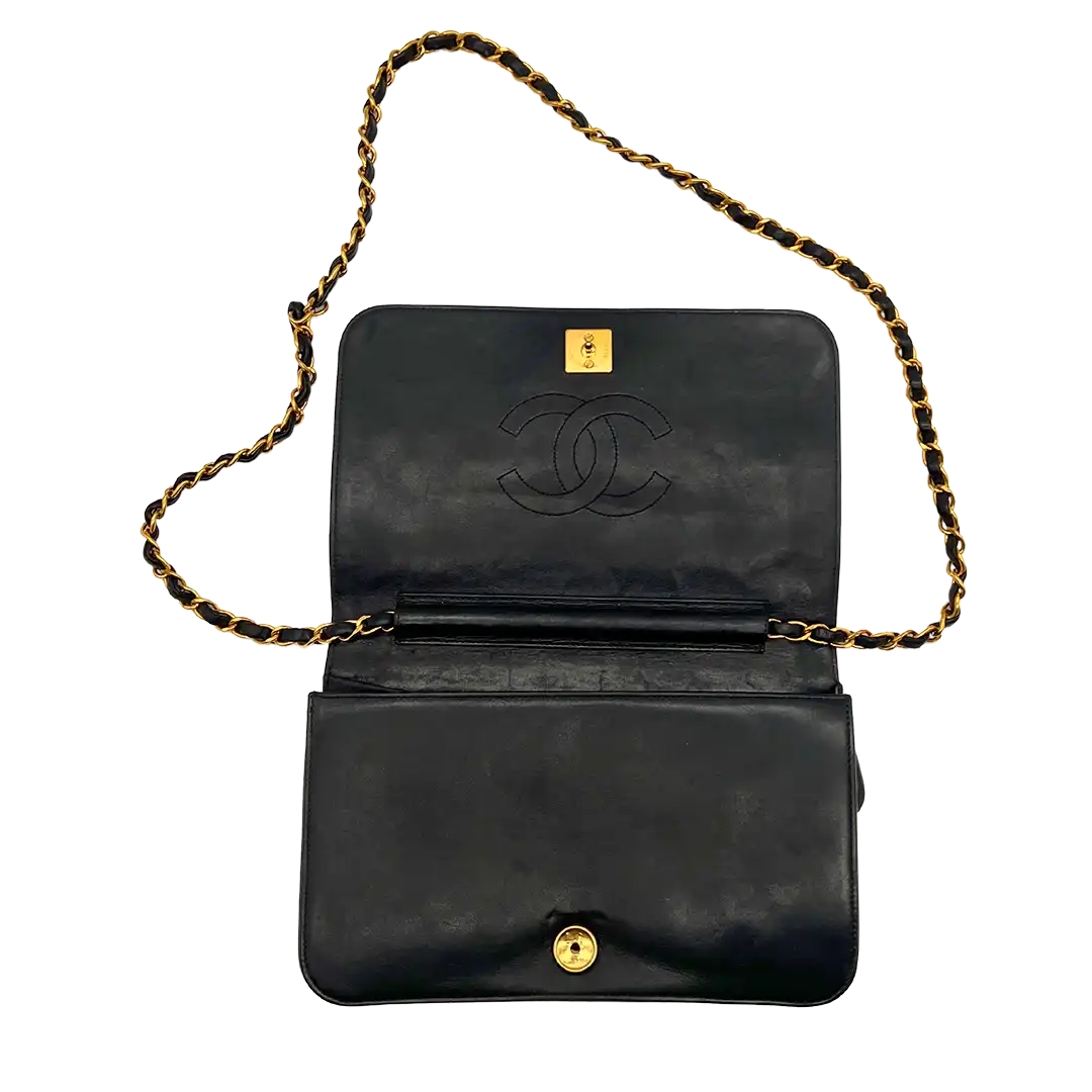 Chanel Timeless Wallet on Chain WOC Vintage Lammleder schwarz / gut Chanel