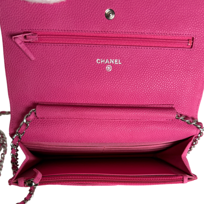 Chanel Classic Wallet on Chain WOC Caviar Pink Fuchsia Silber – Ansicht 10