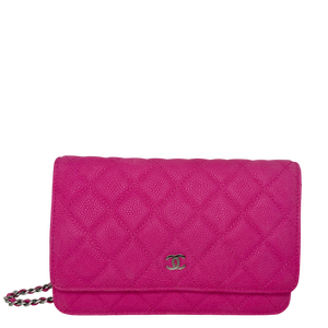 Chanel Classic Wallet on Chain WOC Caviar Pink Fuchsia Silber