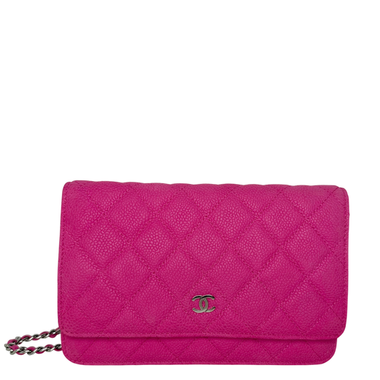 Chanel Classic Wallet on Chain WOC Caviar Pink Fuchsia Silber