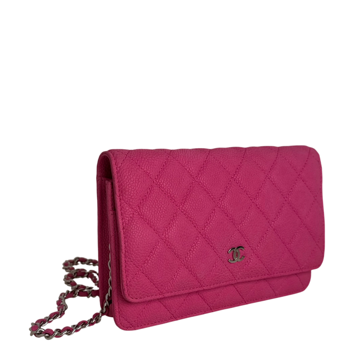 Chanel Classic Wallet on Chain WOC Caviar Pink Fuchsia Silber – Ansicht 2