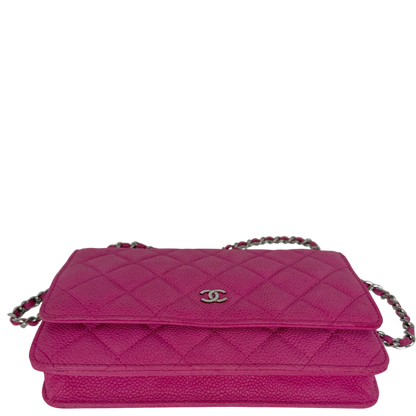 Chanel Classic Wallet on Chain WOC Caviar Pink Fuchsia Silber – Ansicht 6