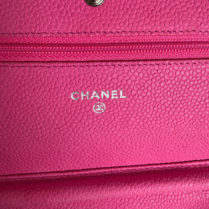 Chanel Classic Wallet on Chain WOC Caviar Pink Fuchsia Silber – Ansicht 9