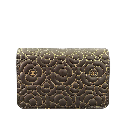 Chanel Wallet on Chain Lammleder dunkelgrau goldene Hardware Fullset / neuwertig Chanel