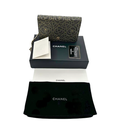 Chanel Wallet on Chain Lammleder dunkelgrau goldene Hardware Fullset / neuwertig Chanel