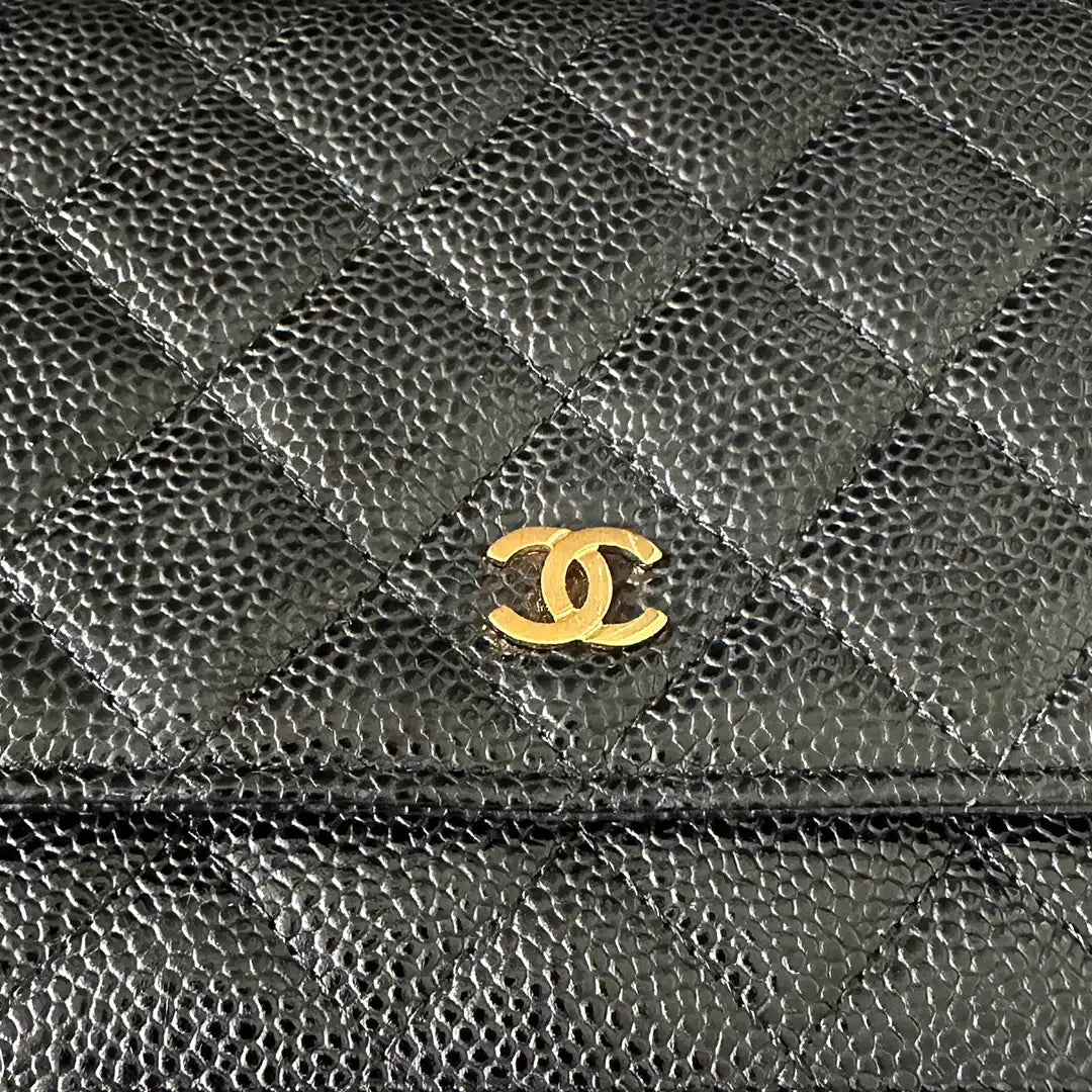 Chanel Wallet on Chain Bag Kaviar Leder schwarz goldene Hardware / neuwertig Chanel