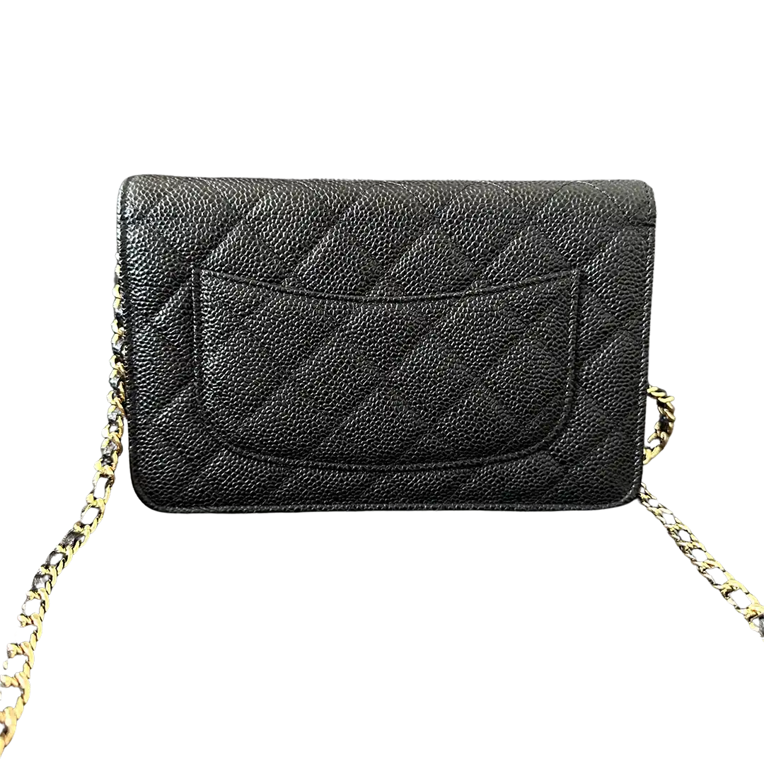 Chanel Wallet on Chain Bag Kaviar Leder schwarz goldene Hardware / neuwertig Chanel