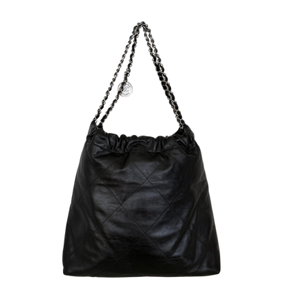 Chanel 22 mittelgroße Hobobag aus Kalbsleder Schwarz silberne Hardware / neuwertig Chanel