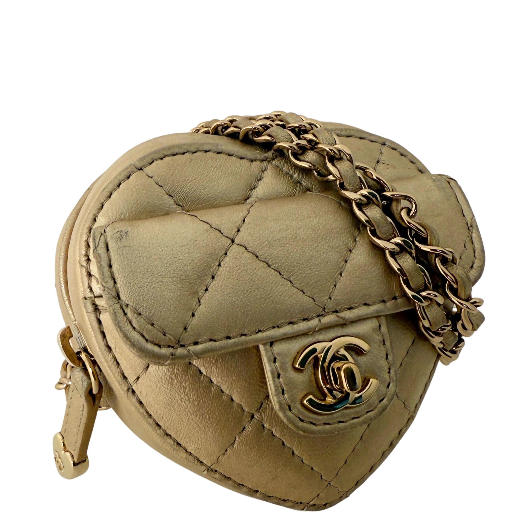 Chanel CC Mini Herztasche Gold  / gut Chanel