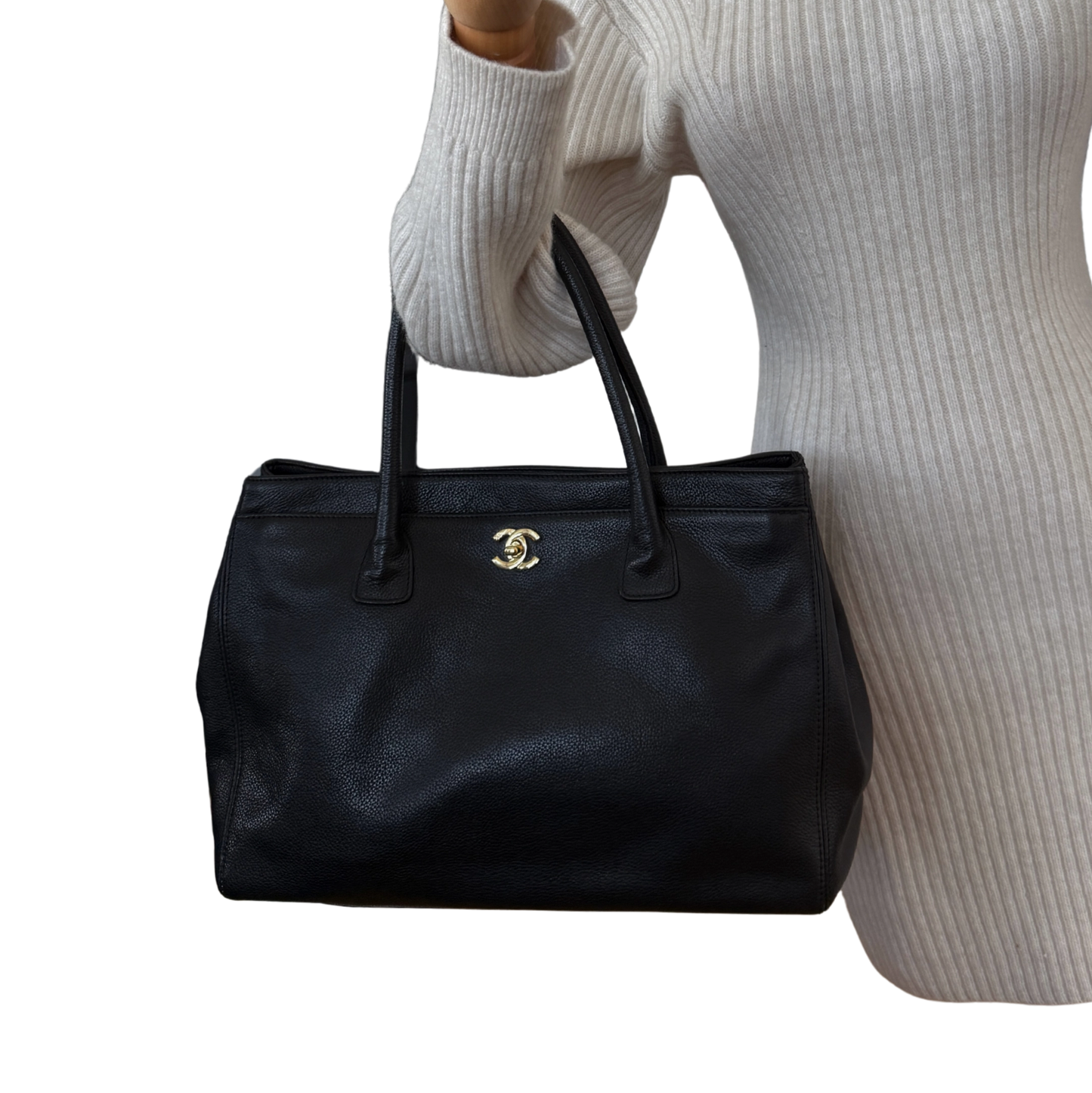 Chanel Executive Cerf Tote Bag Schwarz / sehr gut Chanel