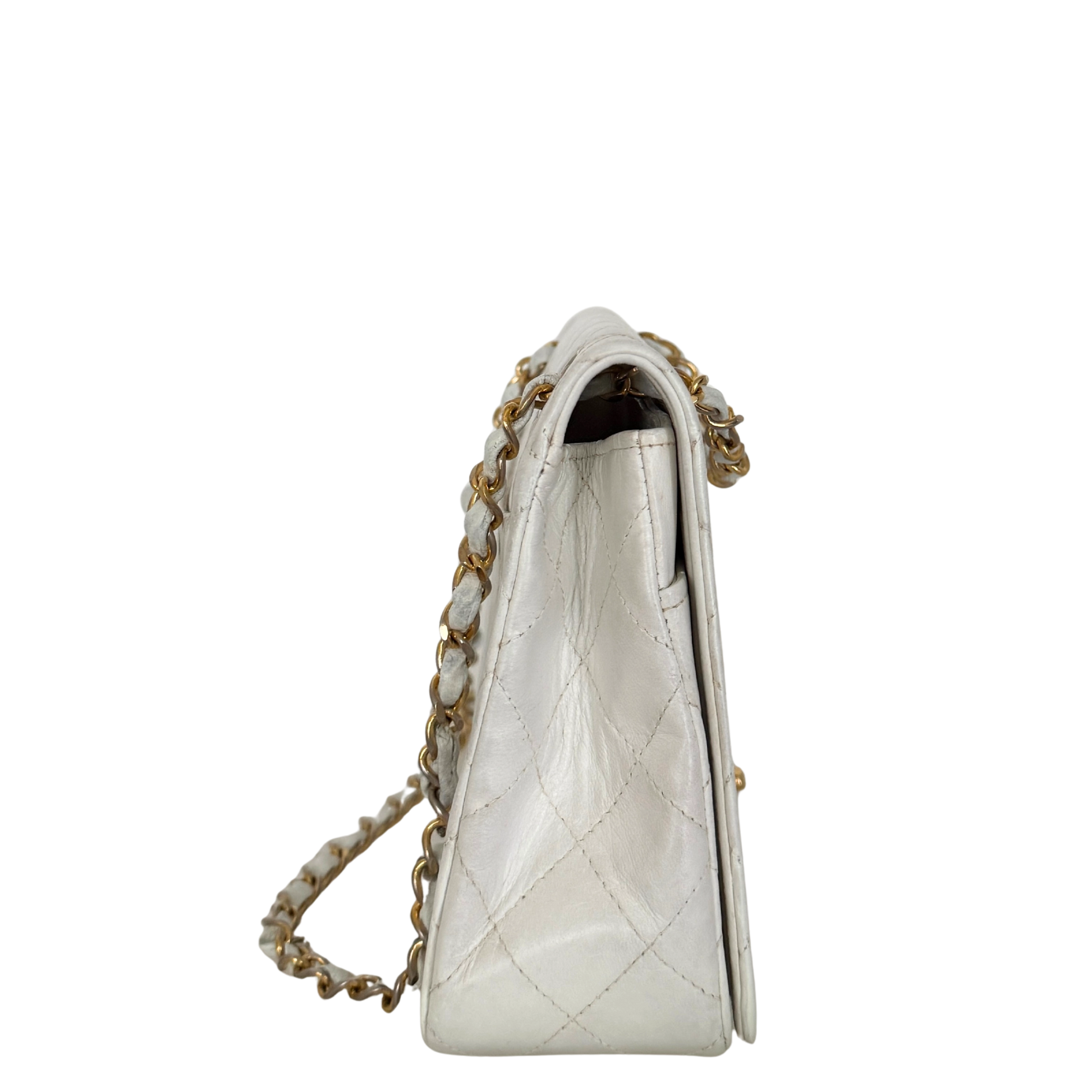 Chanel Timeless Single Flap Small Weiß / akzeptabel Chanel