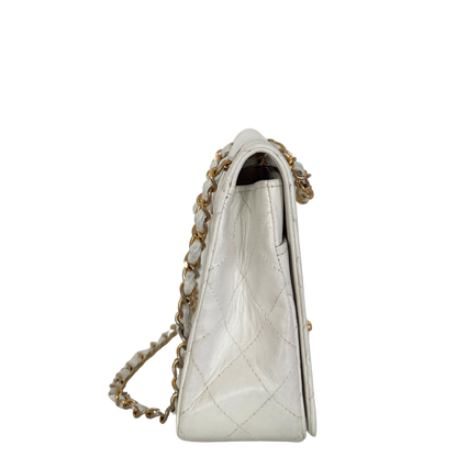 Chanel Timeless Single Flap Small Weiß / akzeptabel Chanel