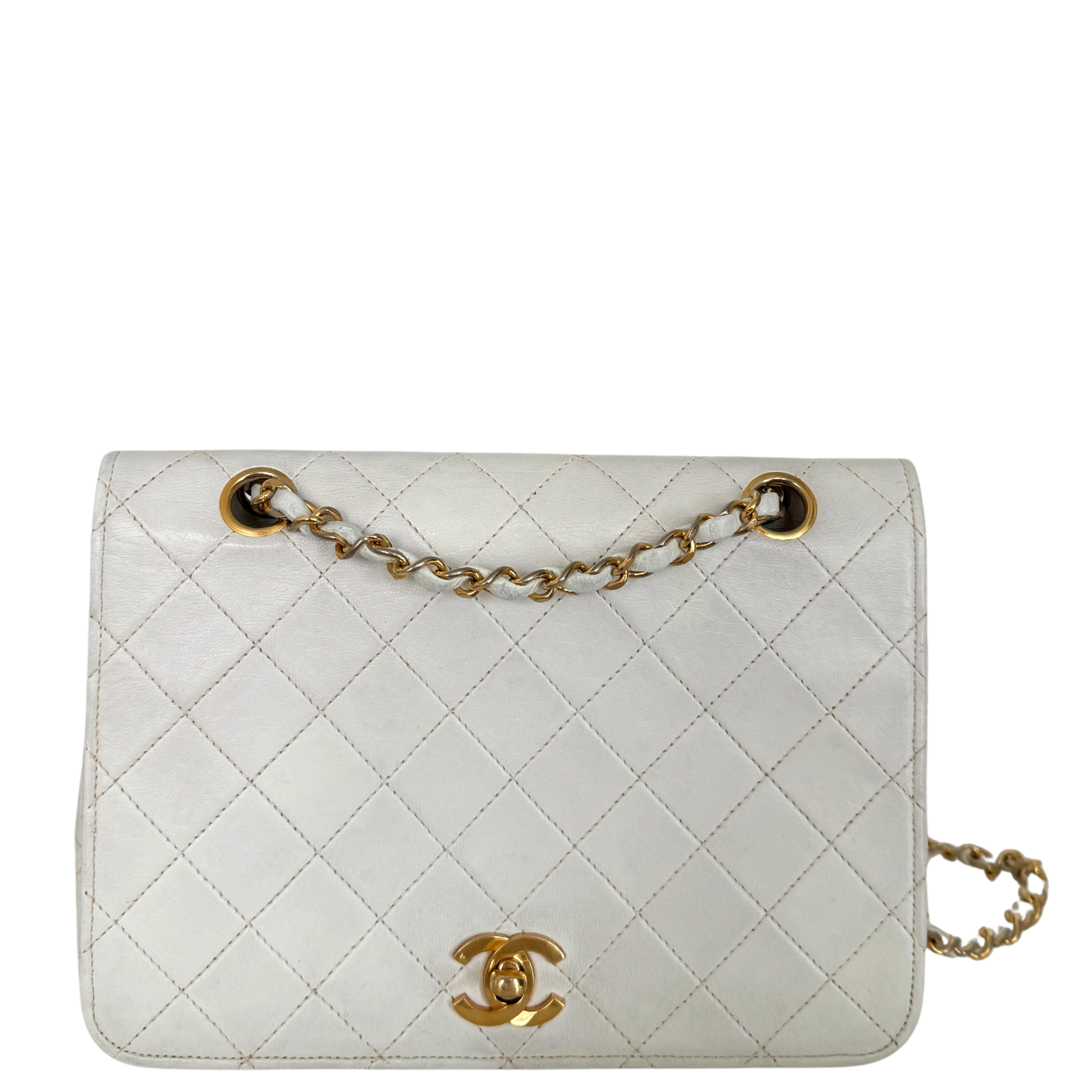 Chanel Timeless Single Flap Small Weiß / akzeptabel Chanel