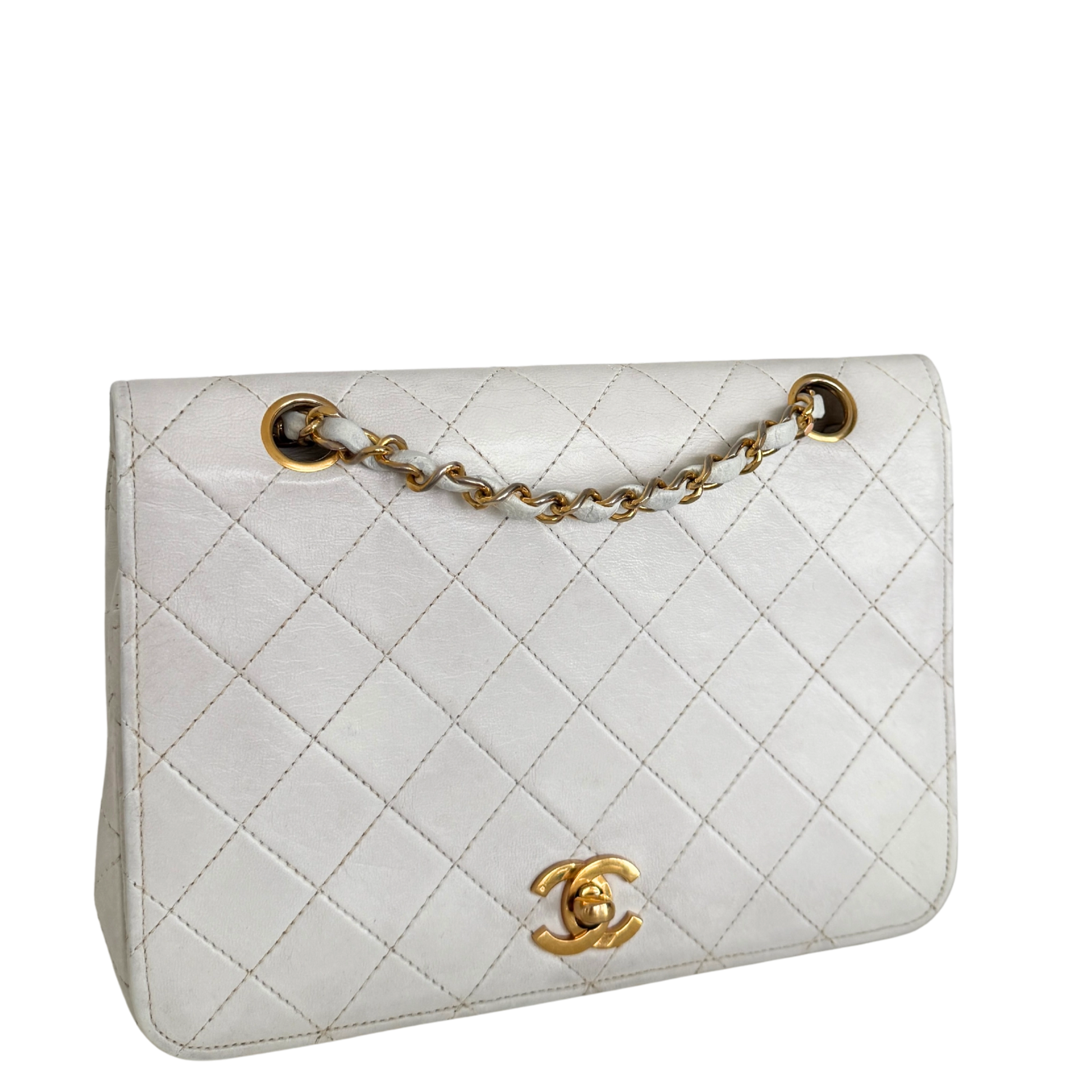 Chanel Timeless Single Flap Small Weiß / akzeptabel Chanel