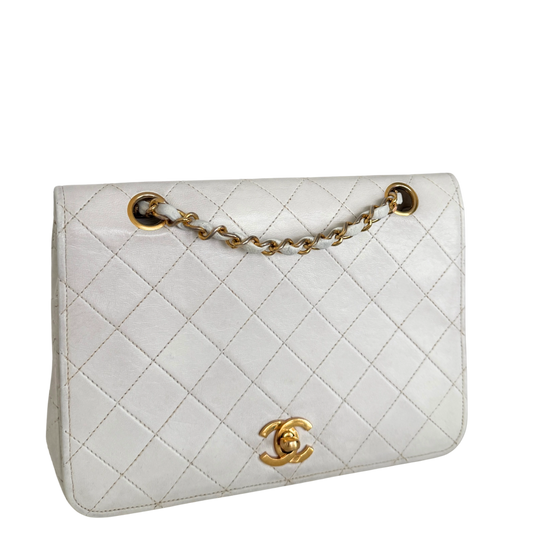 Chanel Timeless Single Flap Small Weiß / akzeptabel Chanel