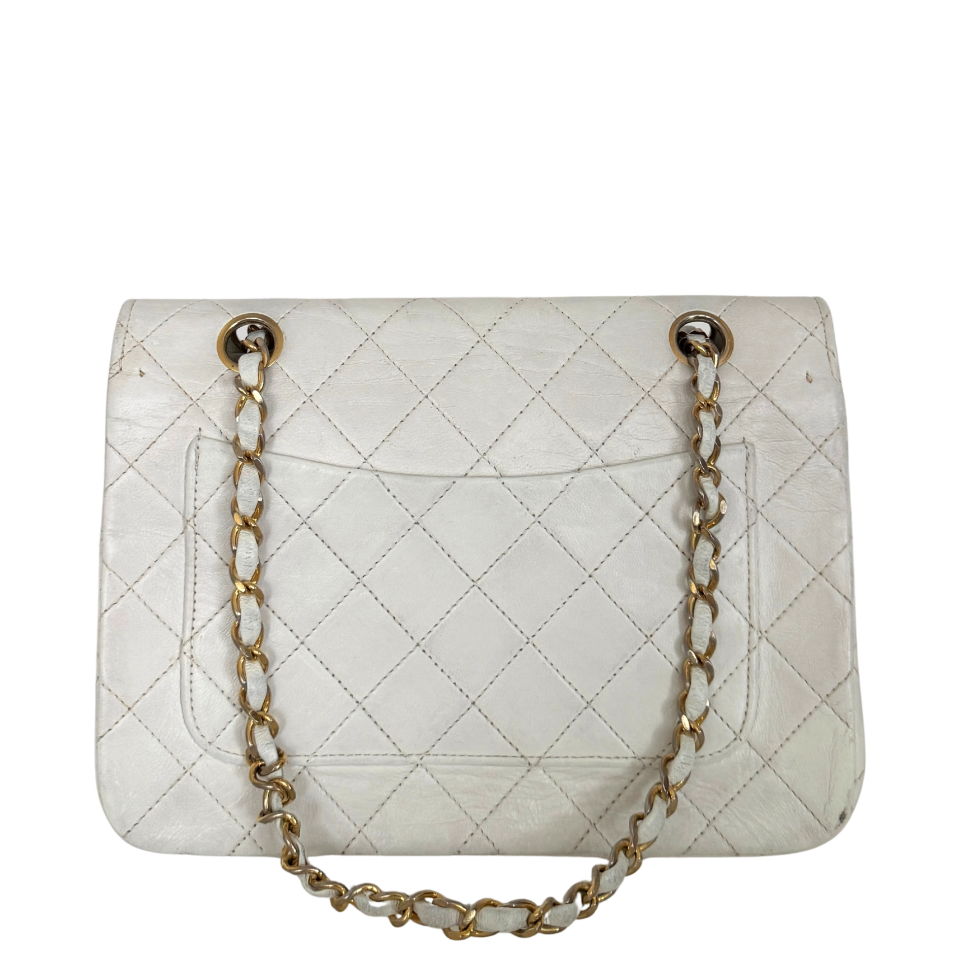 Chanel Timeless Single Flap Small Weiß / akzeptabel Chanel