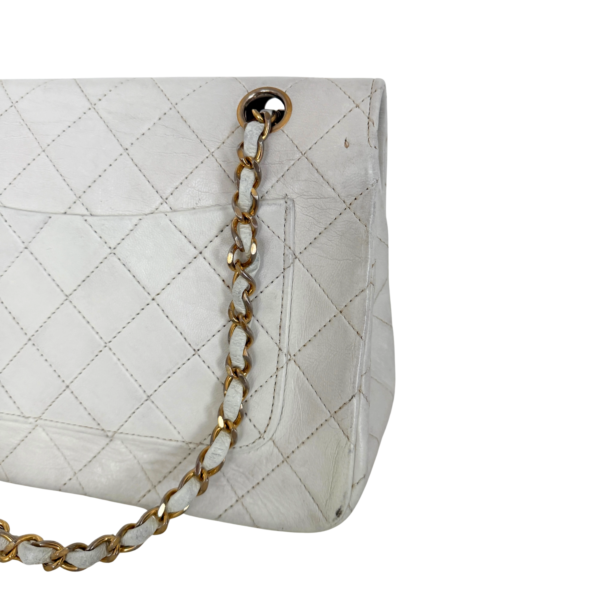 Chanel Timeless Single Flap Small Weiß / akzeptabel Chanel