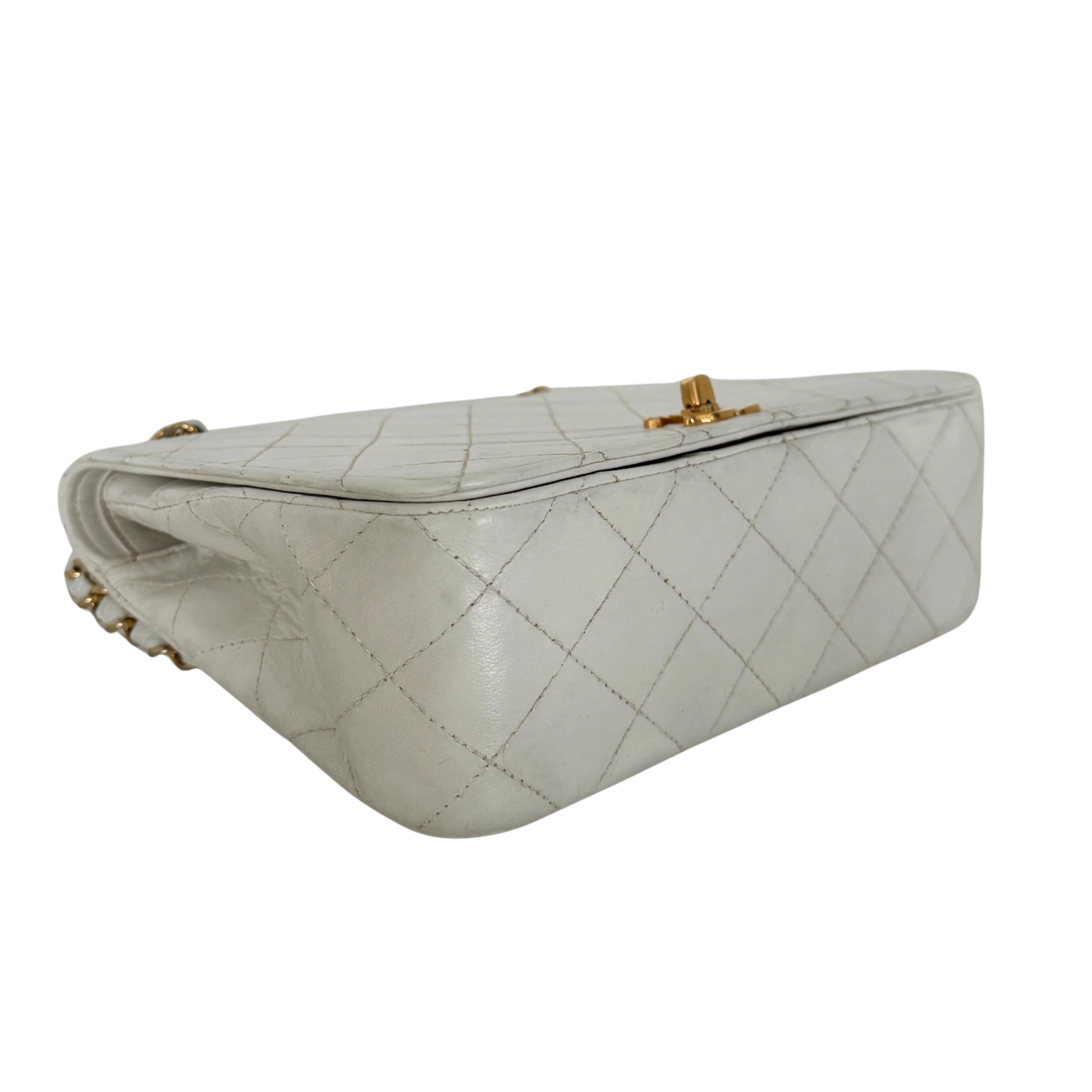 Chanel Timeless Single Flap Small Weiß / akzeptabel Chanel