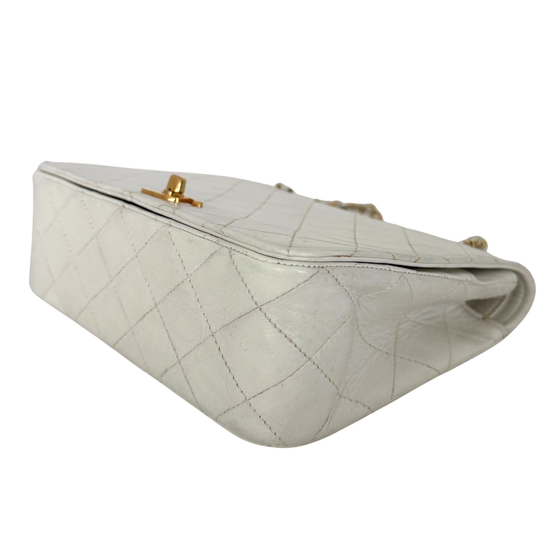Chanel Timeless Single Flap Small Weiß / akzeptabel Chanel