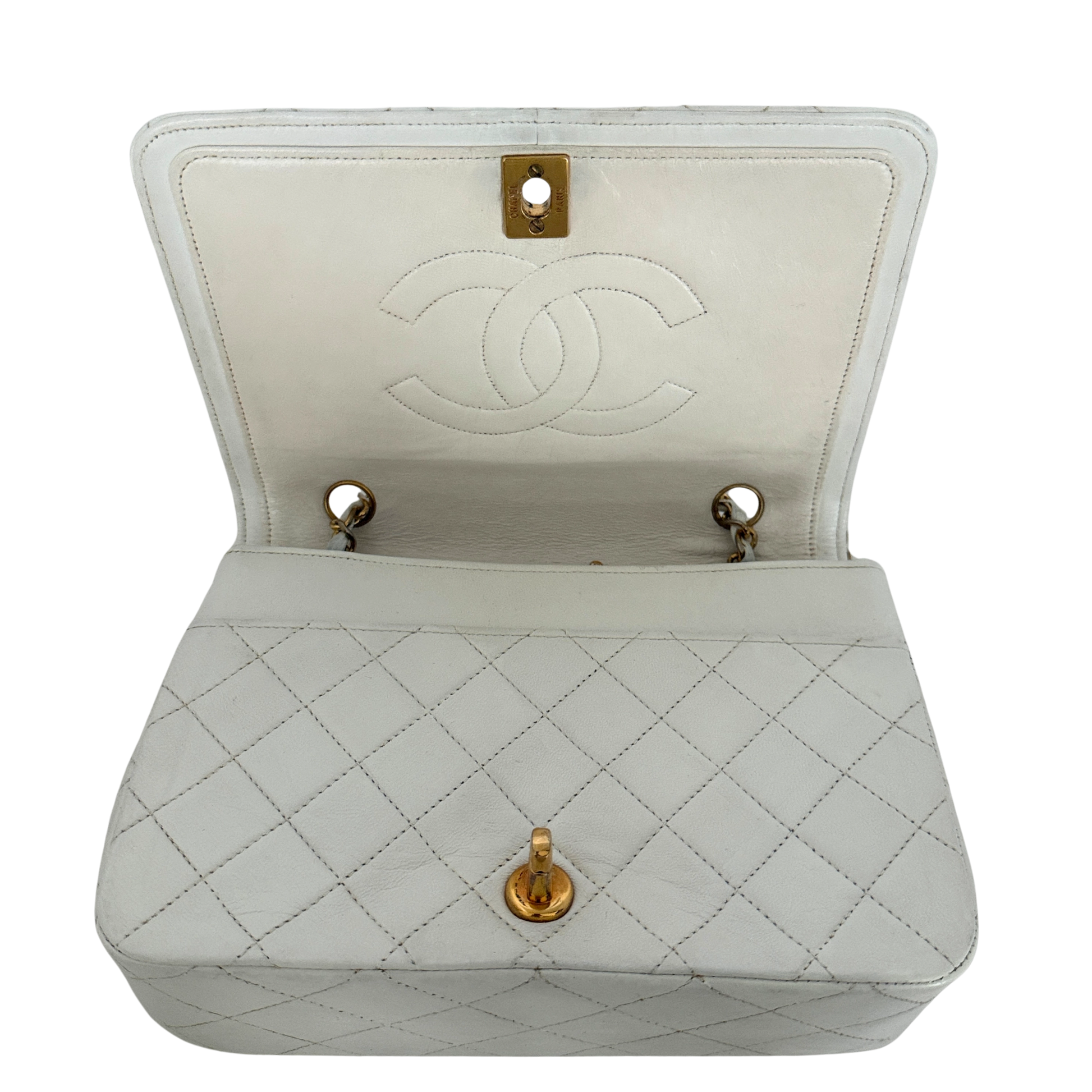 Chanel Timeless Single Flap Small Weiß / akzeptabel Chanel