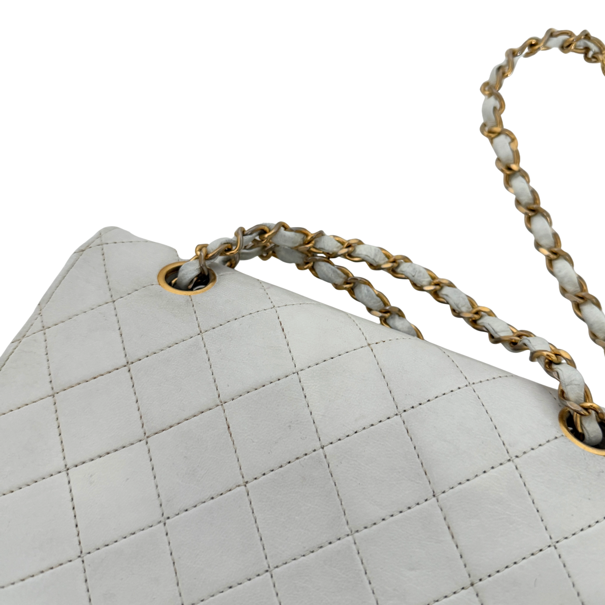 Chanel Timeless Single Flap Small Weiß / akzeptabel Chanel