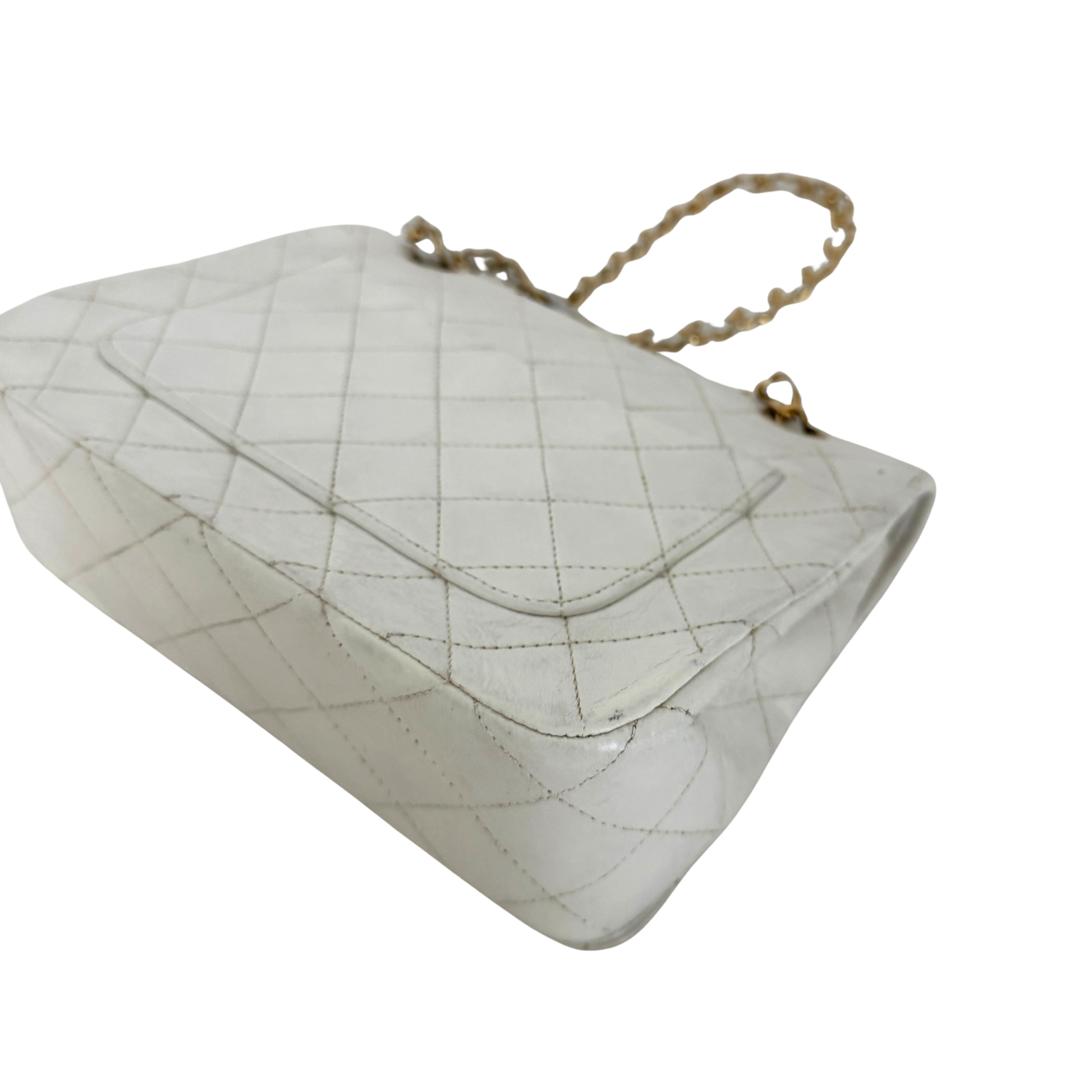 Chanel Timeless Single Flap Small Weiß / akzeptabel Chanel