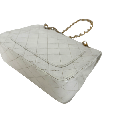 Chanel Timeless Single Flap Small Weiß / akzeptabel Chanel