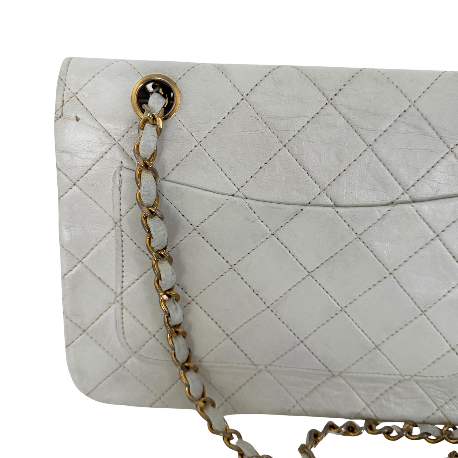 Chanel Timeless Single Flap Small Weiß / akzeptabel Chanel
