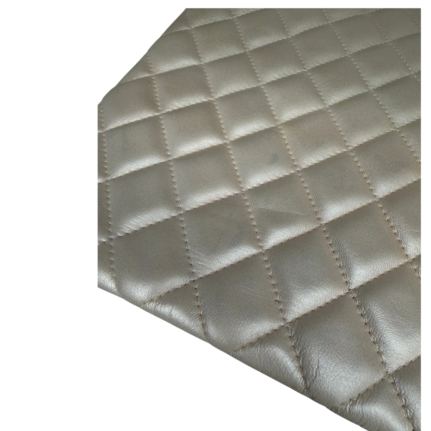Chanel O Case Clutch Large Lammleder Beige Metallic Ruthenium Chanel