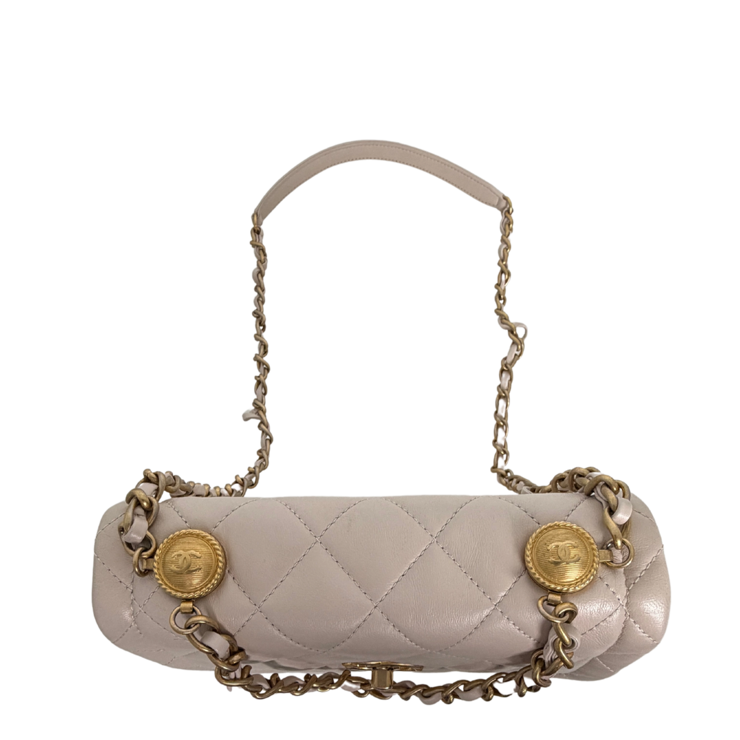 Chanel Button on Top Flap Bag small Off-White Lammleder / sehr gut Chanel