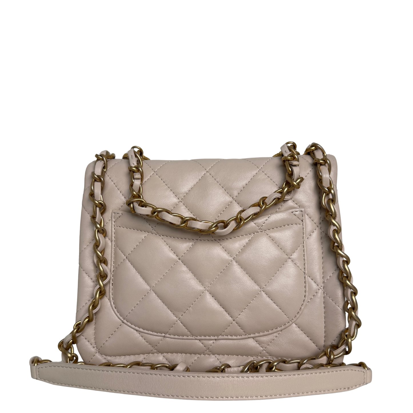 Chanel Button on Top Flap Bag small Off-White Lammleder / sehr gut Chanel